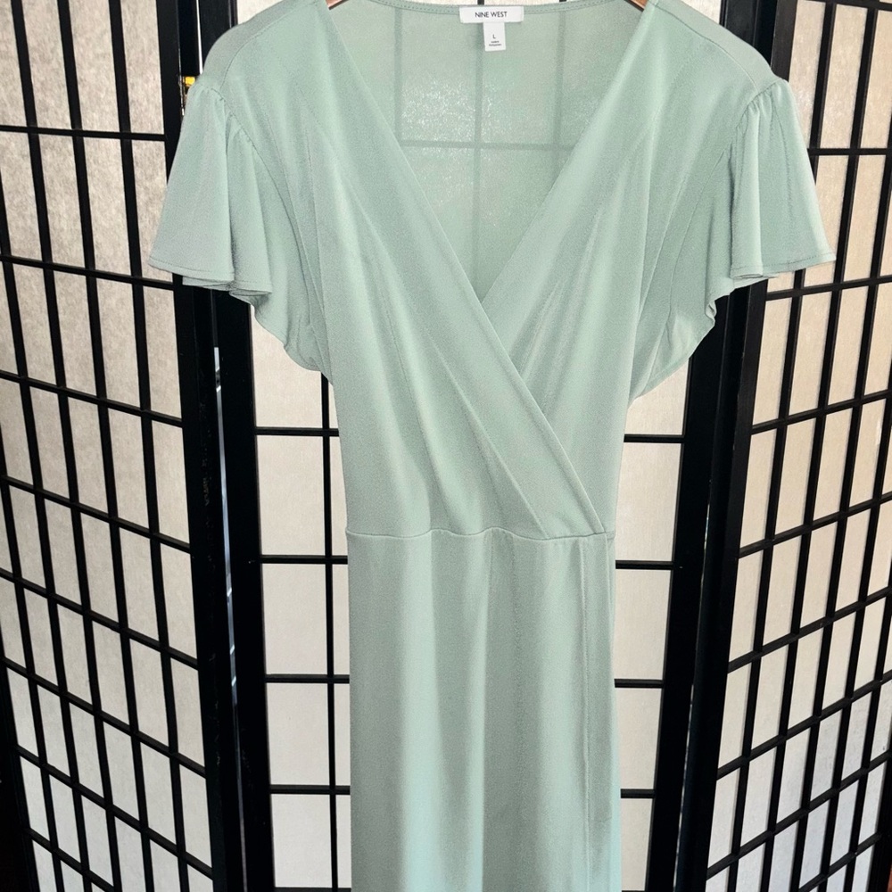 Nine West Light Green Midi Wrap Dress